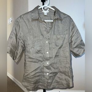 linen h&m top never worn took tag off to try didn't like how it looked on me